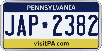 PA license plate JAP2382