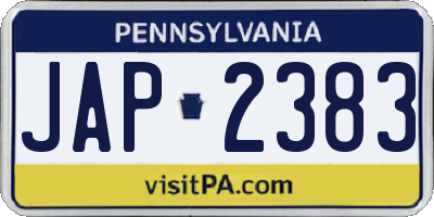 PA license plate JAP2383