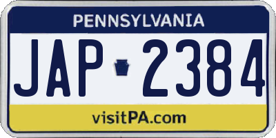 PA license plate JAP2384