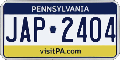PA license plate JAP2404