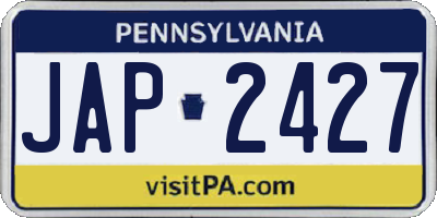 PA license plate JAP2427