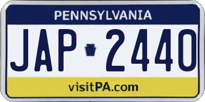 PA license plate JAP2440