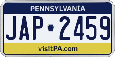 PA license plate JAP2459