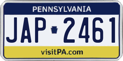 PA license plate JAP2461
