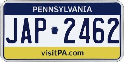 PA license plate JAP2462