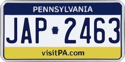 PA license plate JAP2463