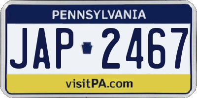 PA license plate JAP2467