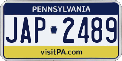 PA license plate JAP2489