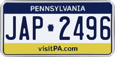 PA license plate JAP2496