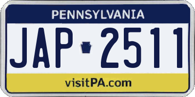 PA license plate JAP2511