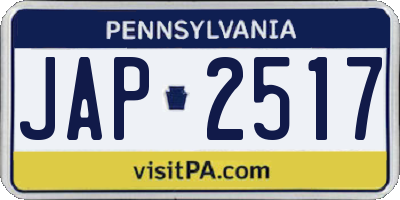 PA license plate JAP2517
