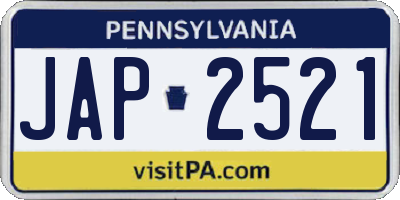 PA license plate JAP2521