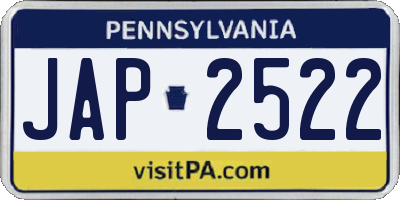 PA license plate JAP2522