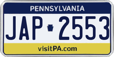 PA license plate JAP2553