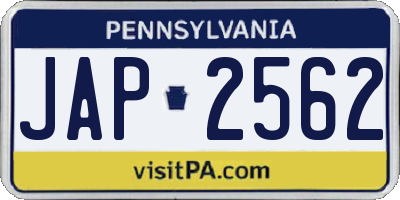 PA license plate JAP2562