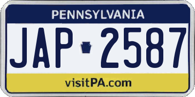PA license plate JAP2587
