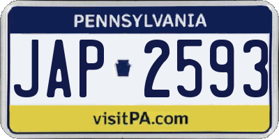 PA license plate JAP2593