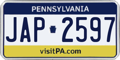 PA license plate JAP2597