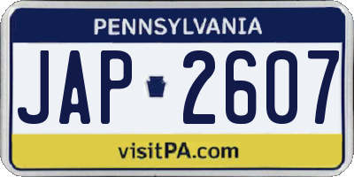 PA license plate JAP2607