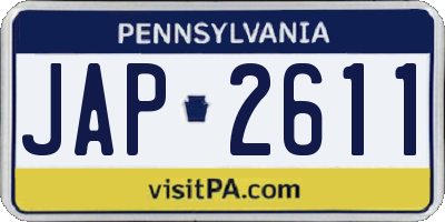 PA license plate JAP2611