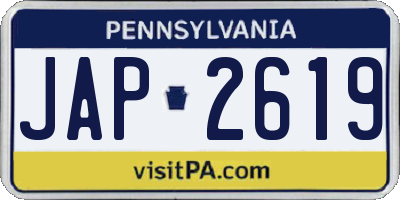 PA license plate JAP2619