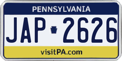PA license plate JAP2626