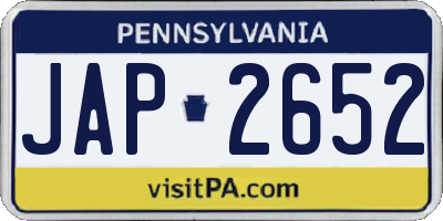 PA license plate JAP2652
