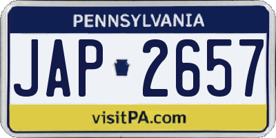 PA license plate JAP2657