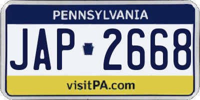 PA license plate JAP2668