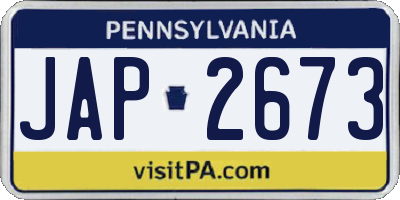 PA license plate JAP2673