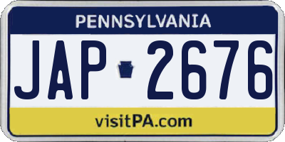 PA license plate JAP2676