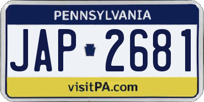 PA license plate JAP2681
