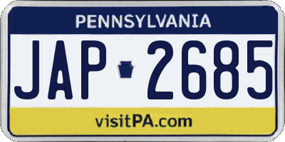 PA license plate JAP2685