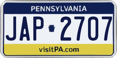 PA license plate JAP2707