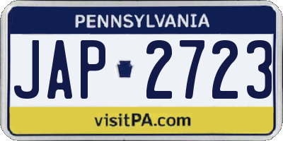 PA license plate JAP2723