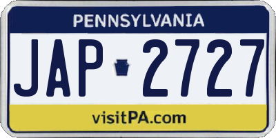 PA license plate JAP2727