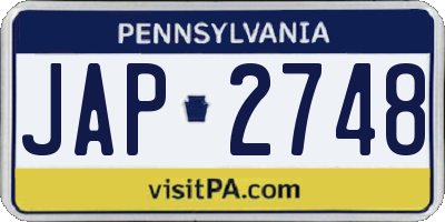 PA license plate JAP2748