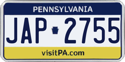 PA license plate JAP2755