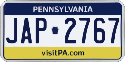 PA license plate JAP2767