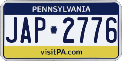 PA license plate JAP2776