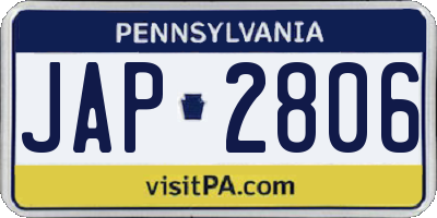 PA license plate JAP2806