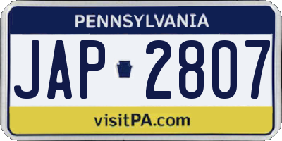 PA license plate JAP2807