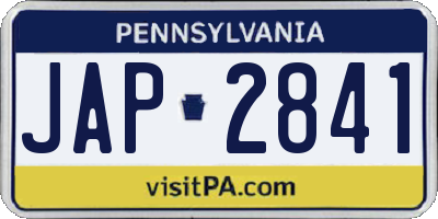 PA license plate JAP2841