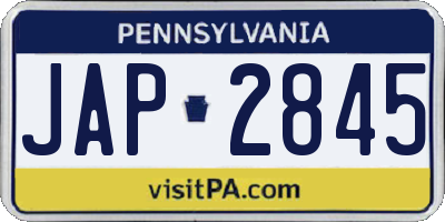 PA license plate JAP2845
