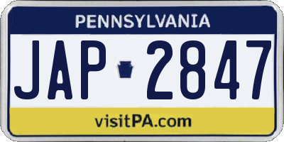 PA license plate JAP2847