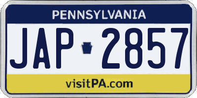 PA license plate JAP2857