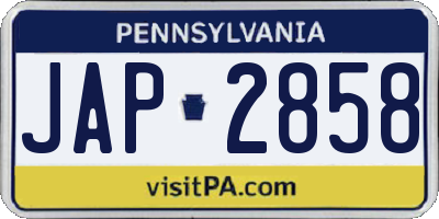 PA license plate JAP2858