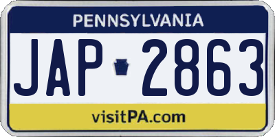 PA license plate JAP2863