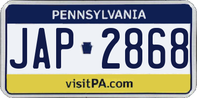 PA license plate JAP2868