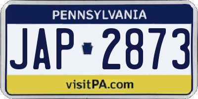 PA license plate JAP2873